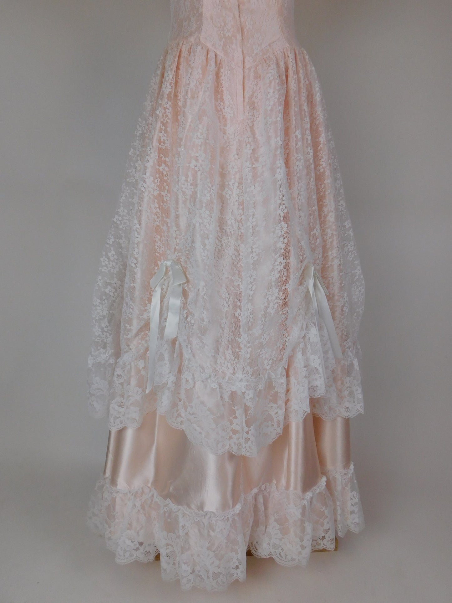 1970s Blush Pink Lace Fairytale Dress | Romantic Princess Gown