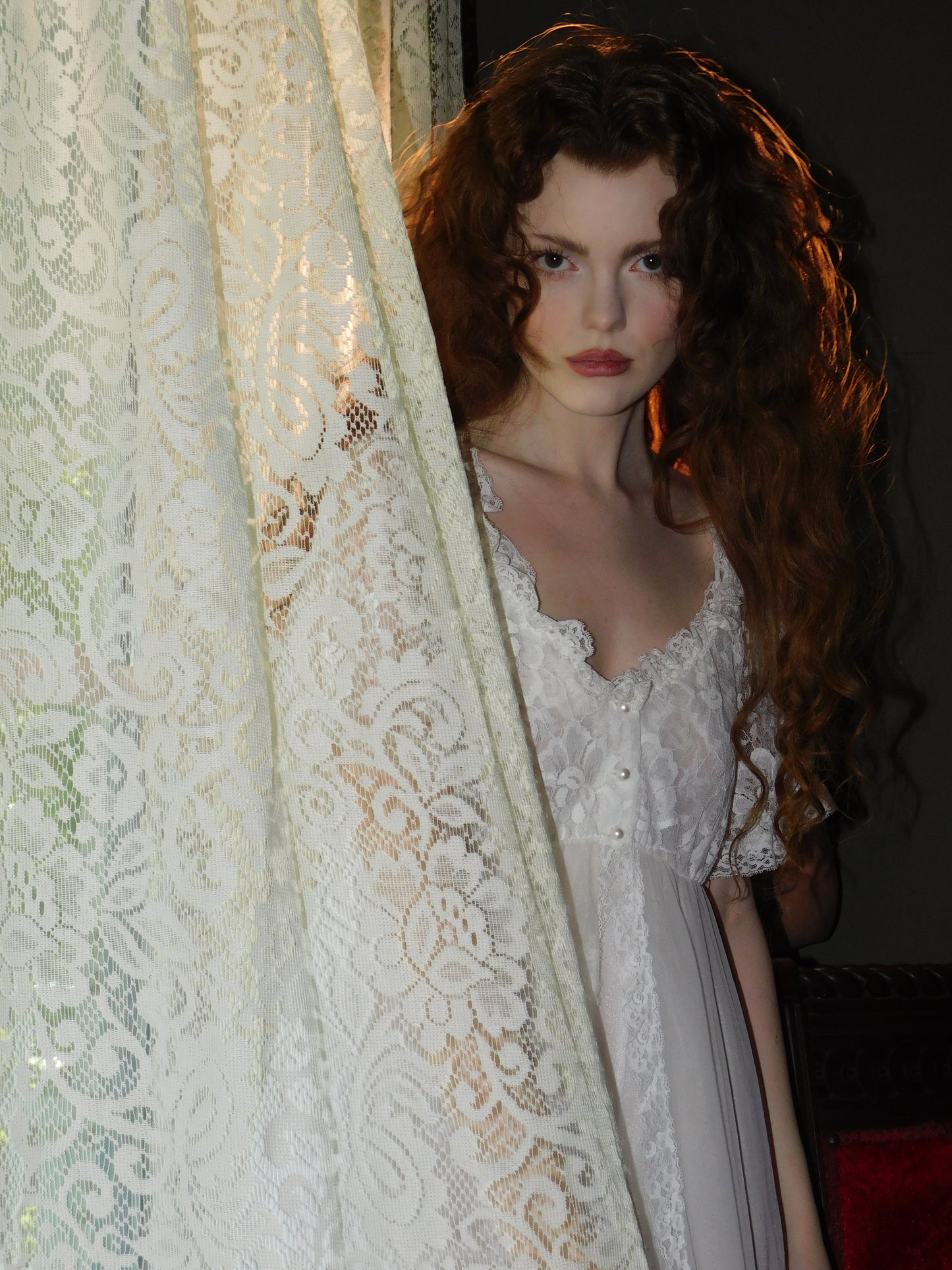Vintage 1970s Bridal Peignoir Set in Sheer Chiffon and Lace with Removable Robe