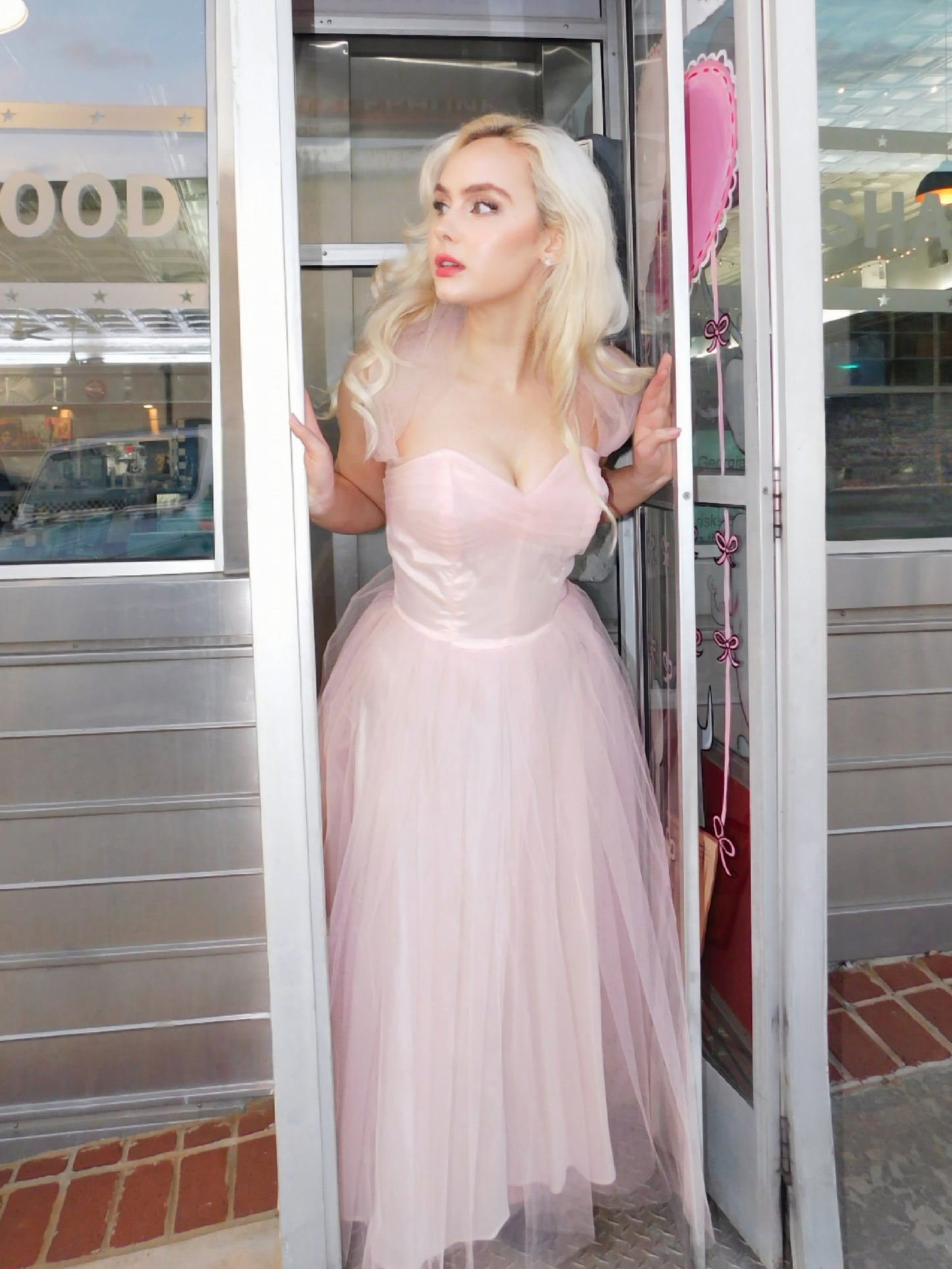 1950s Pink Tulle Midi Dress