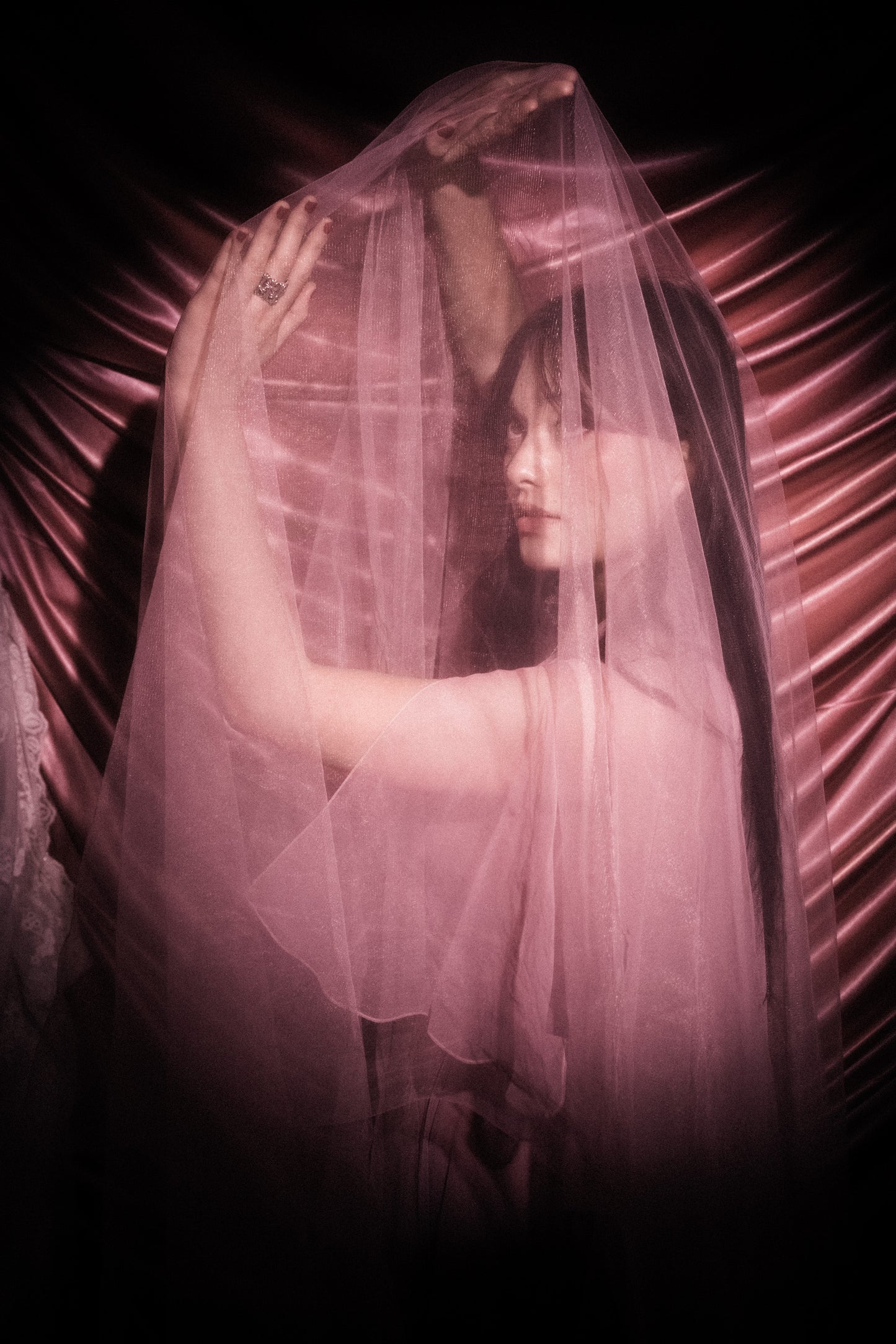 1970s Sheer Chiffon Capelet Maxi Dress