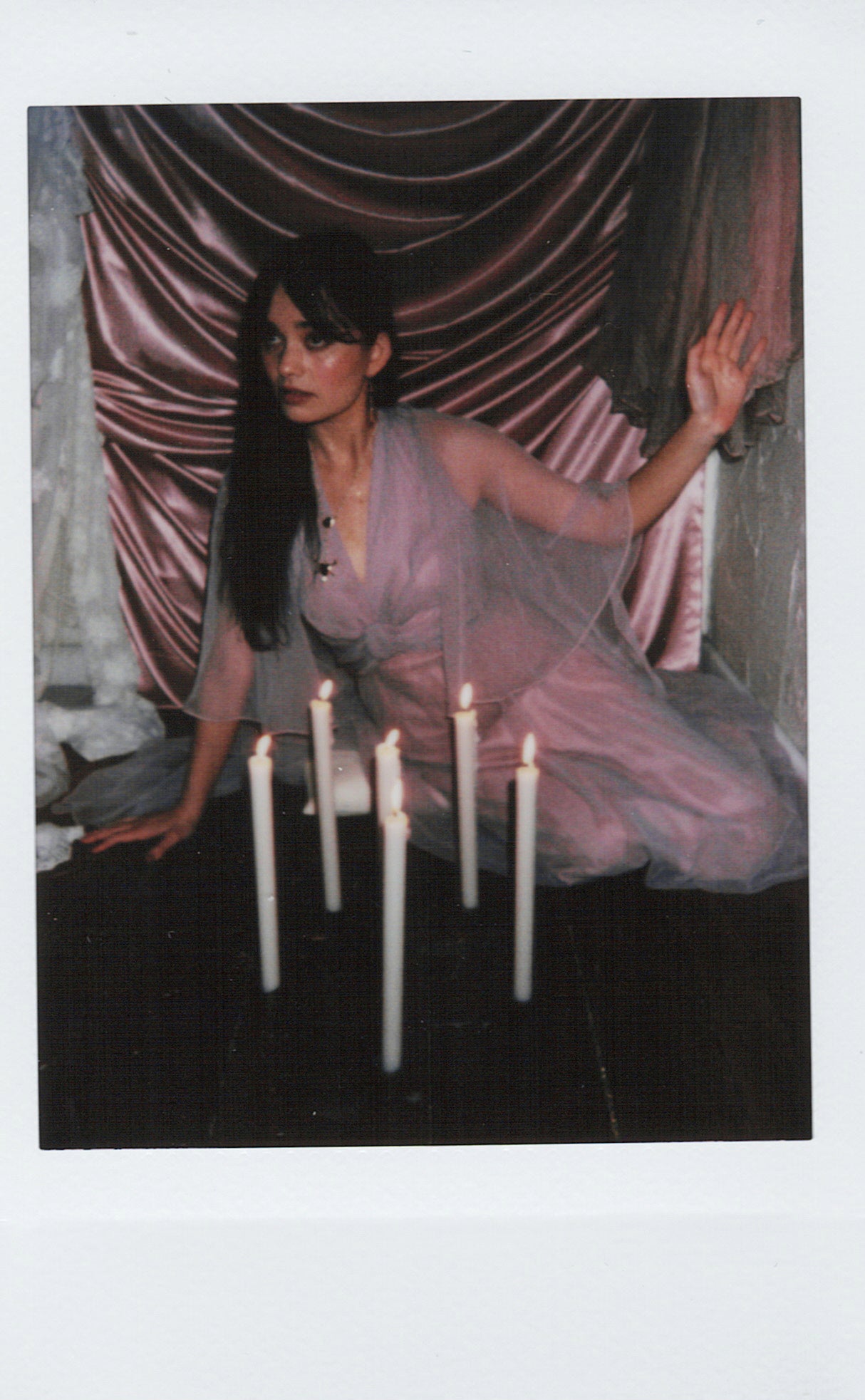 1970s Sheer Chiffon Capelet Maxi Dress