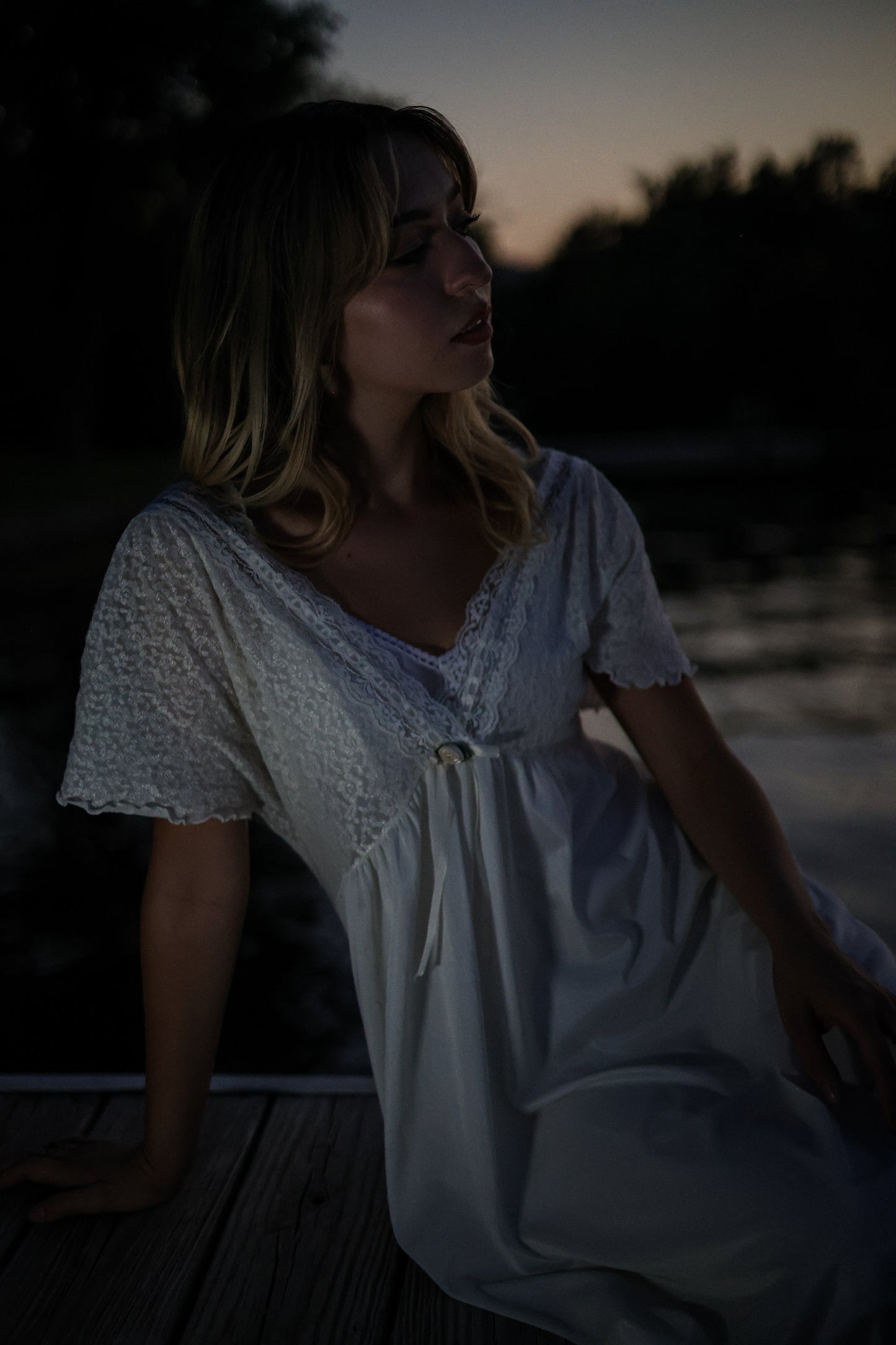 1980s Ivory Lace Nightgown Dress