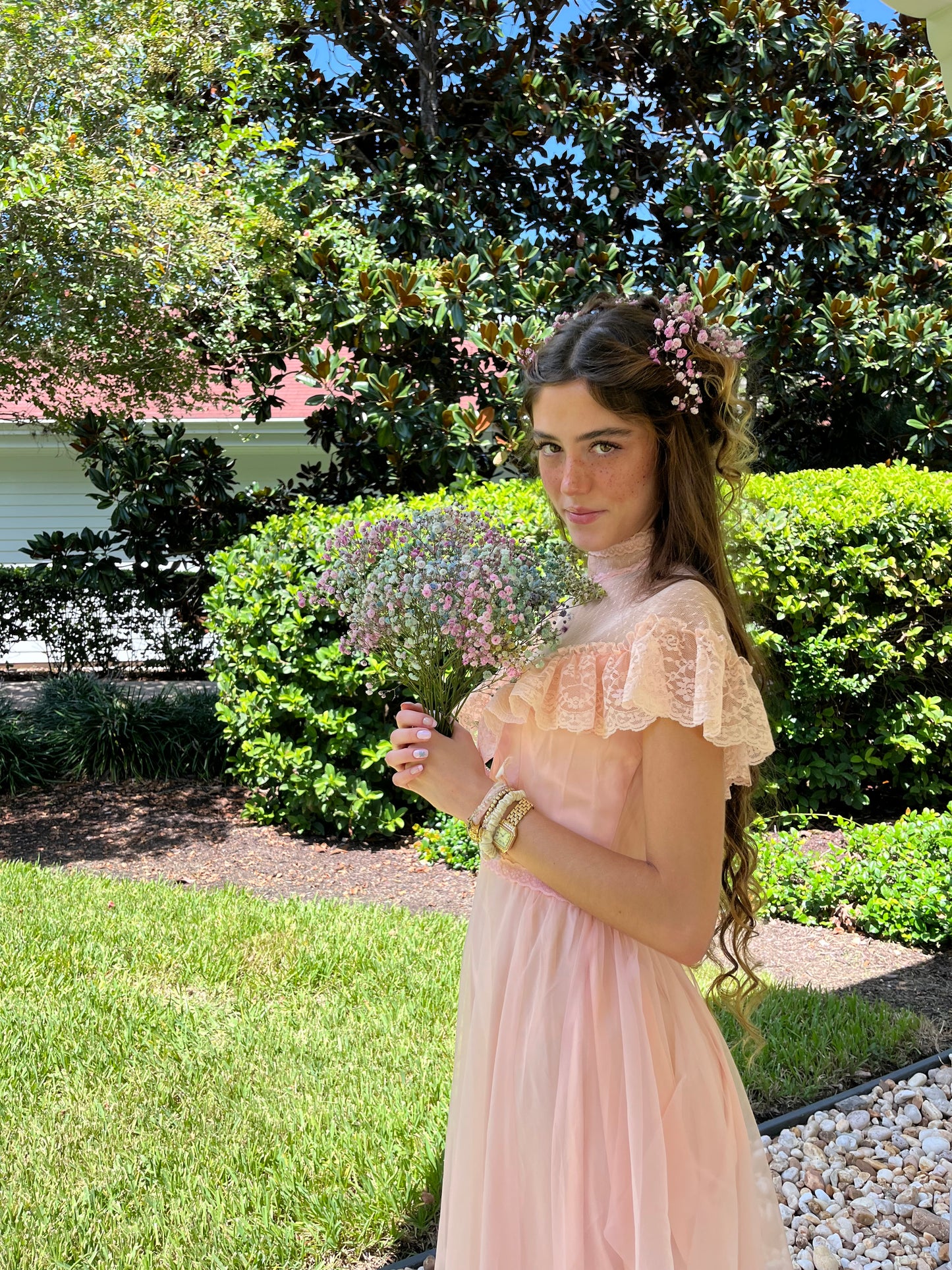 1970s Salmon Princess Dress
