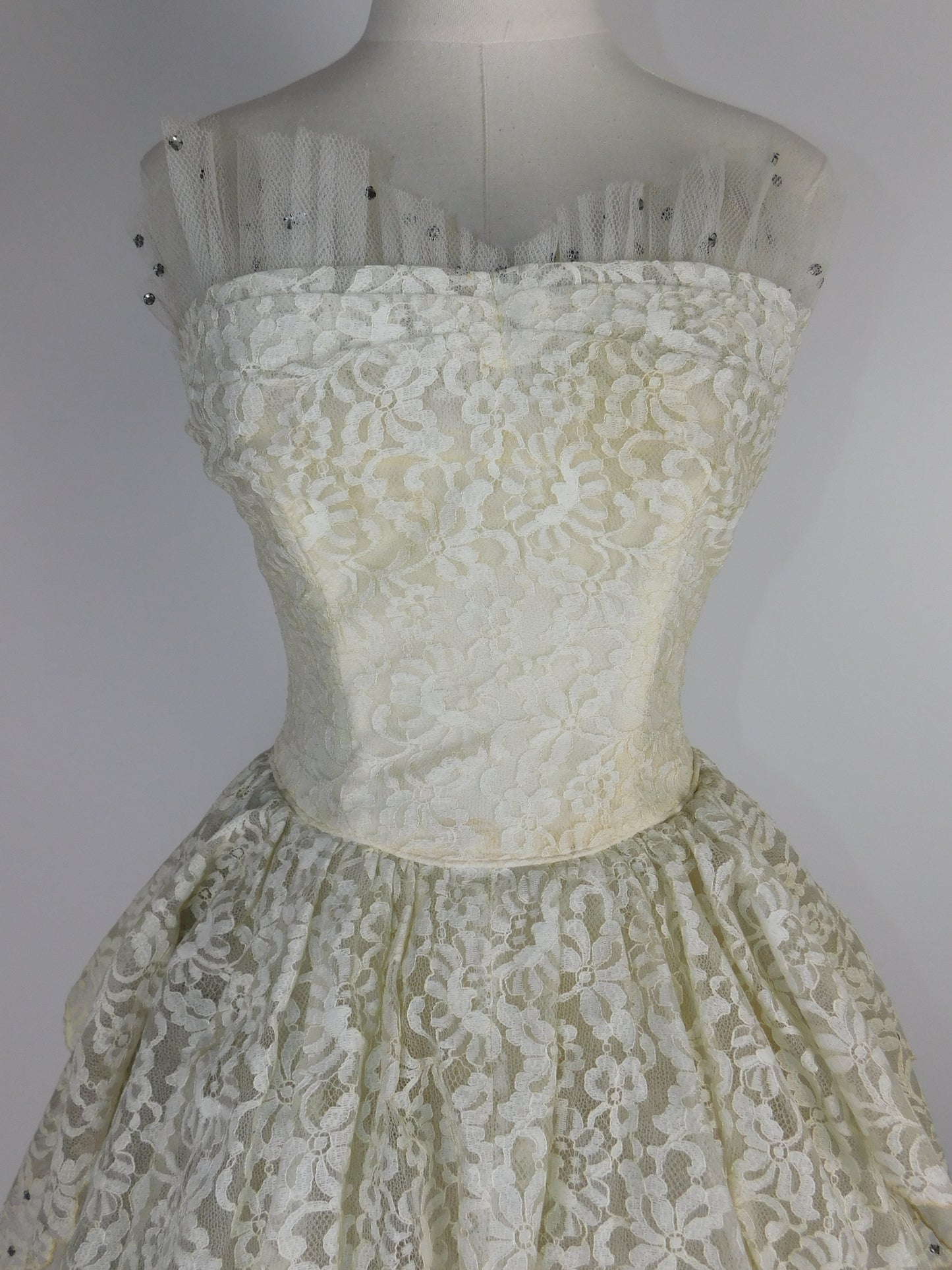 1950s Lace and Tulle A-Line Dress
