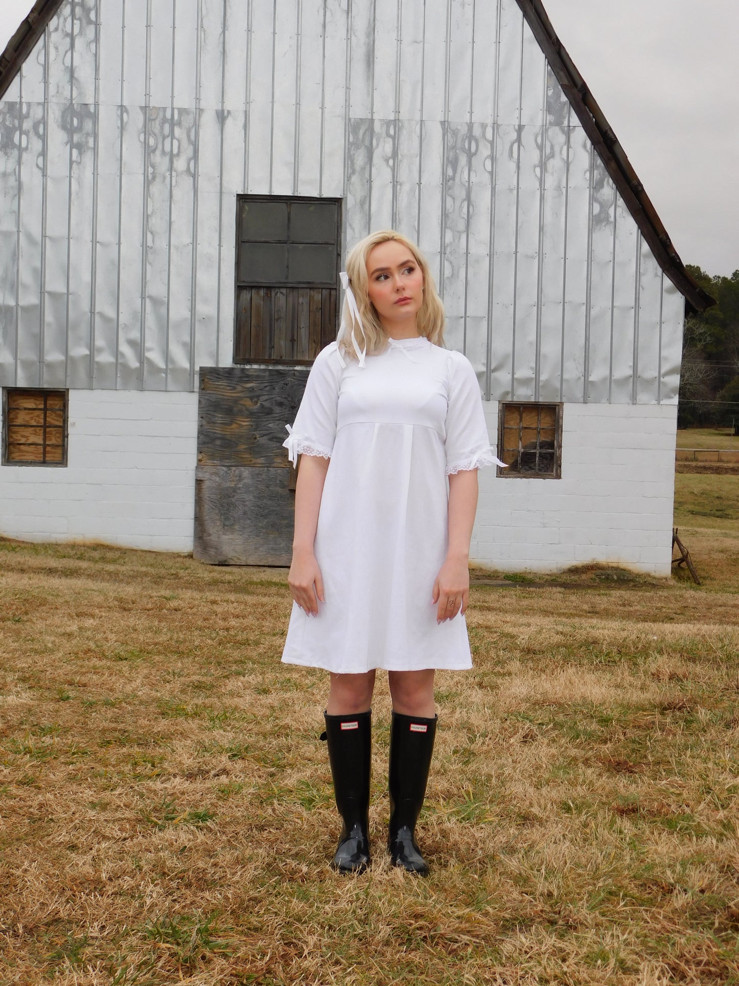 1960s Handmade Cotton and Lace Shift Dress