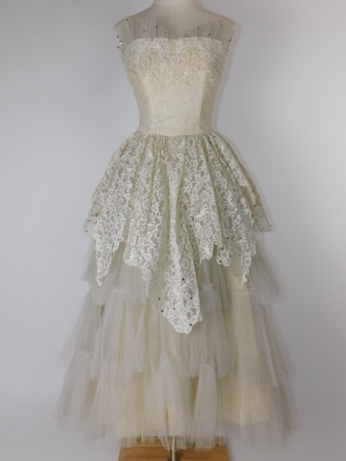 1950s Lace and Tulle A-Line Dress