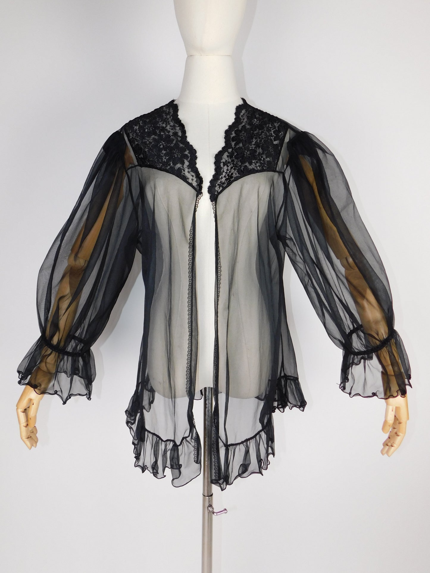 1980s Gothic Sheer Tulle Shawl