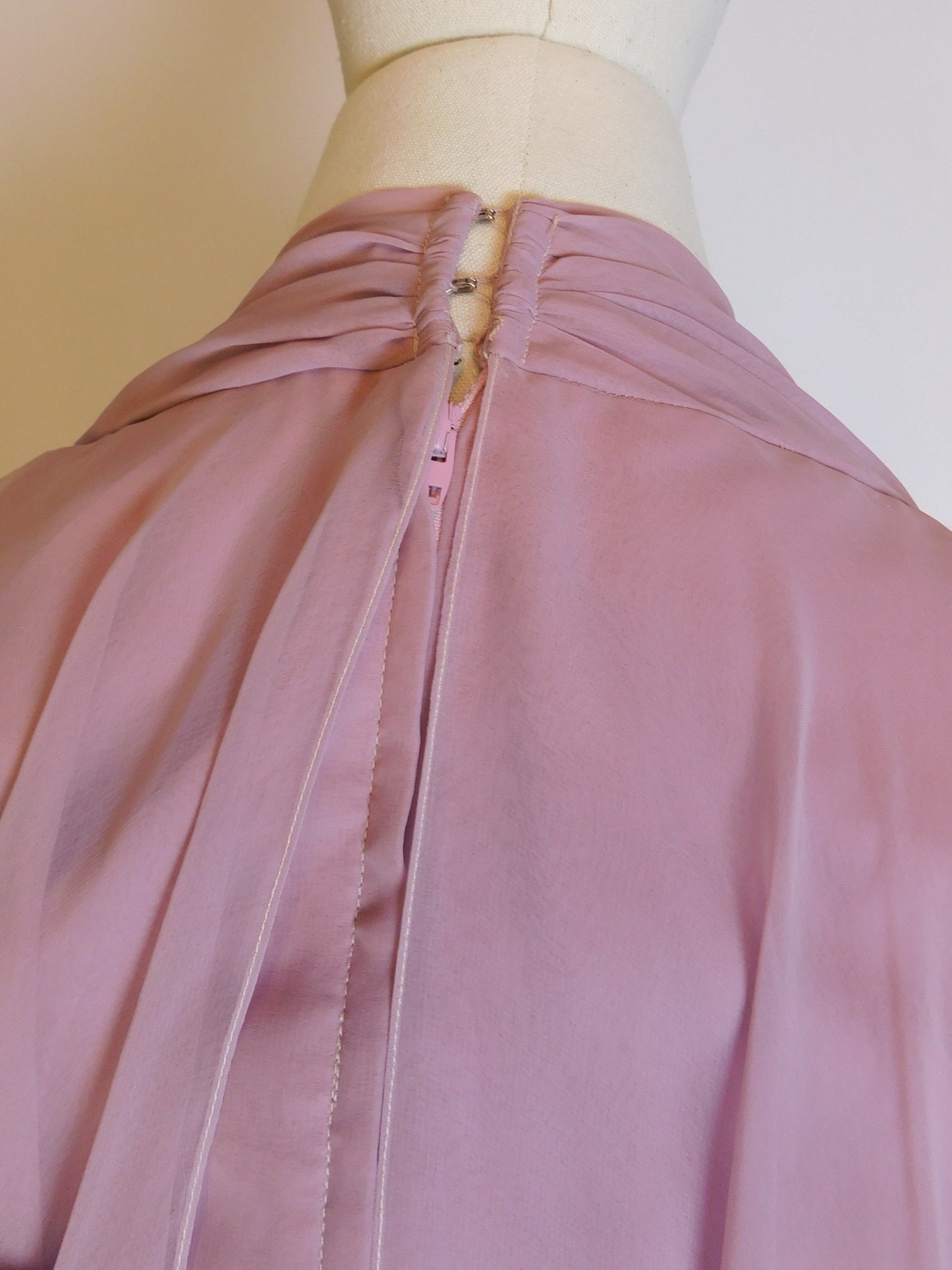 1970s Sheer Chiffon Capelet Maxi Dress