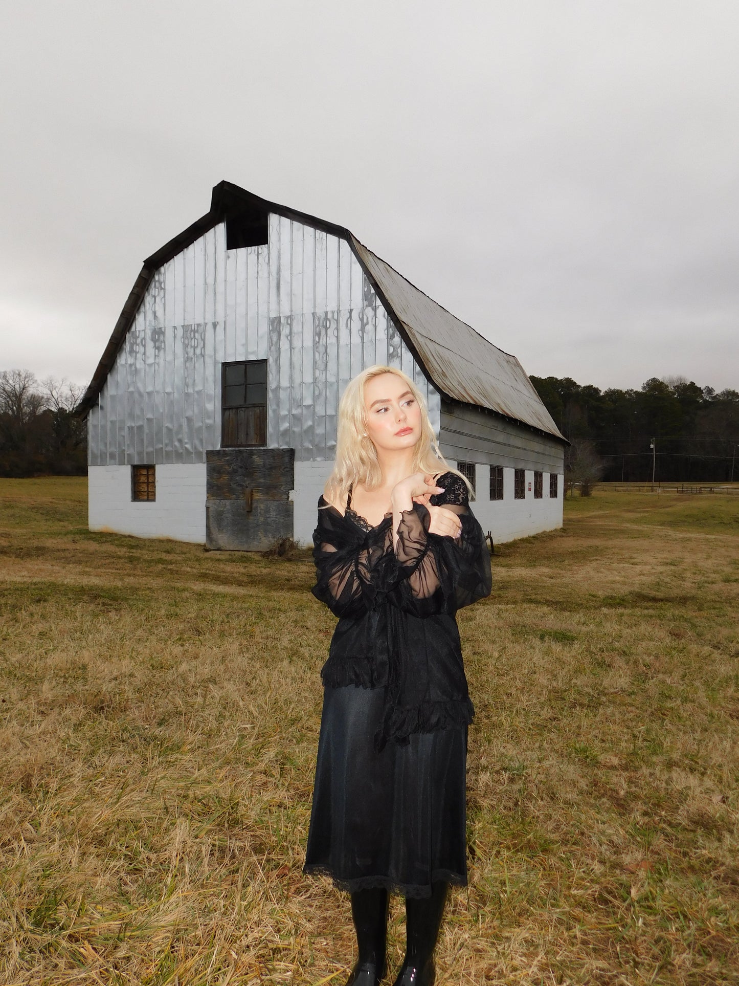 1980s Gothic Sheer Tulle Shawl