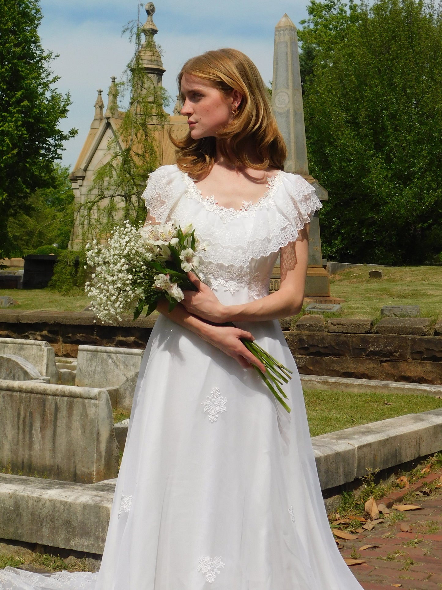 1970s Prairie Style Wedding Dress