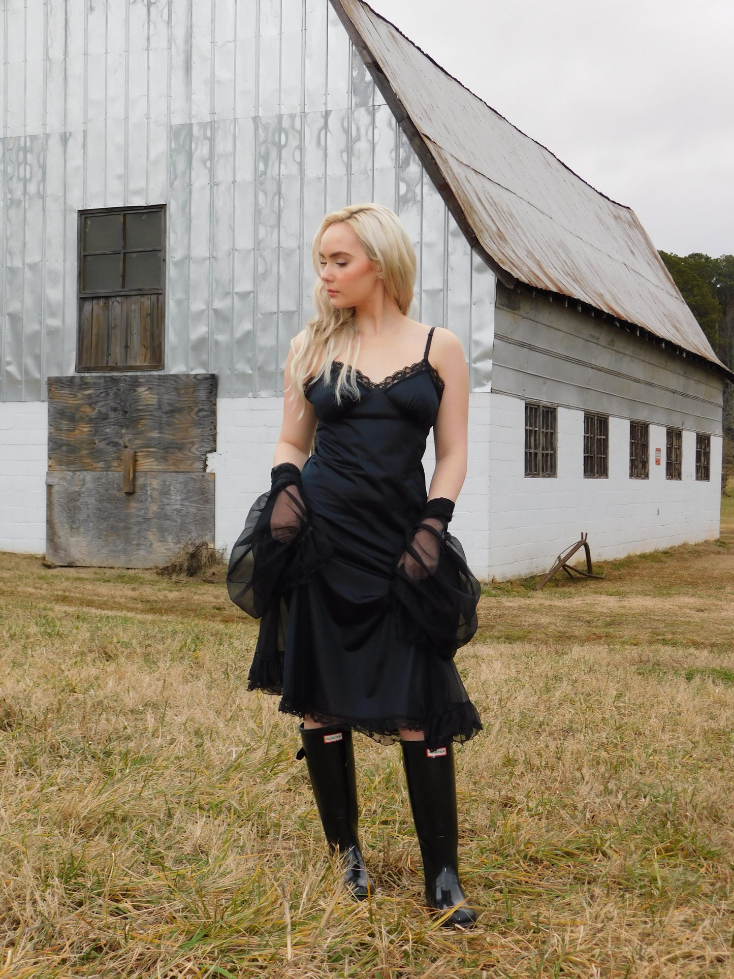 Vintage 90s Black Slip Dress