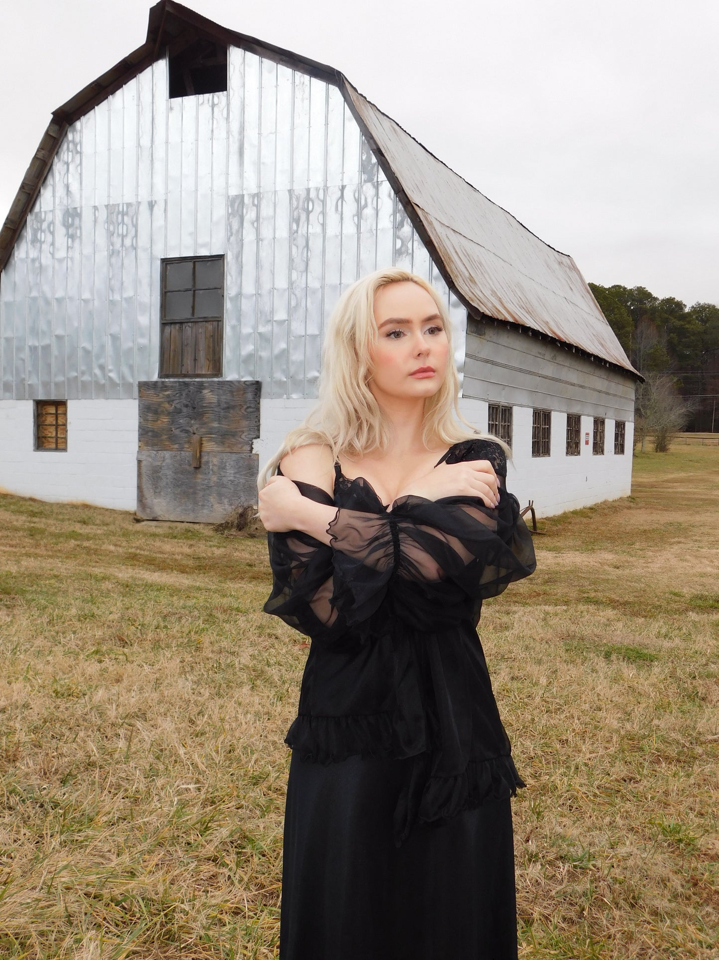 1980s Gothic Sheer Tulle Shawl