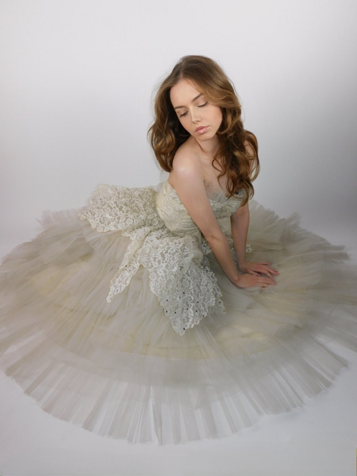 1950s Lace and Tulle A-Line Dress