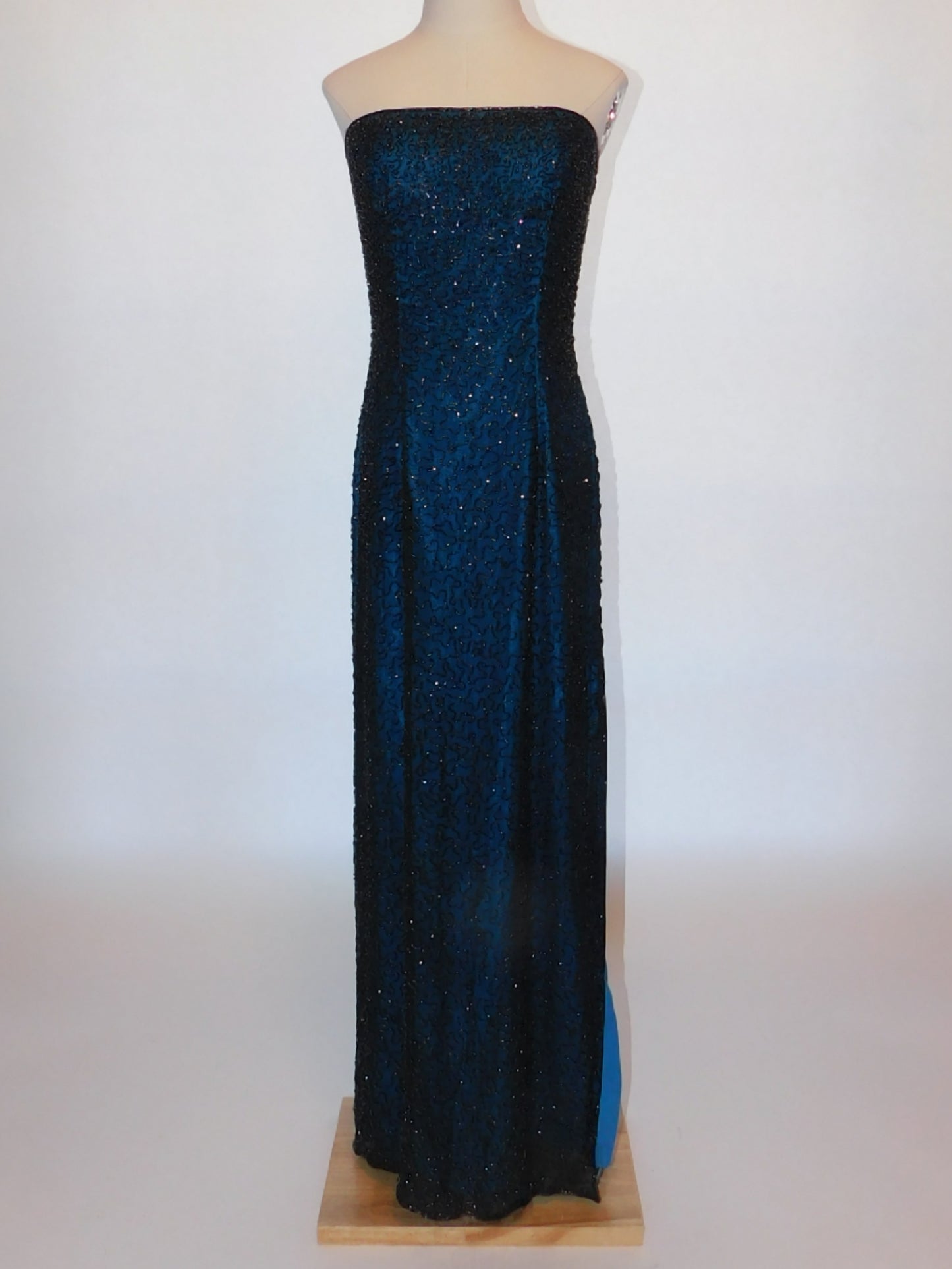 Vintage Andretta Donatello Strapless Beaded Evening Gown With Slit