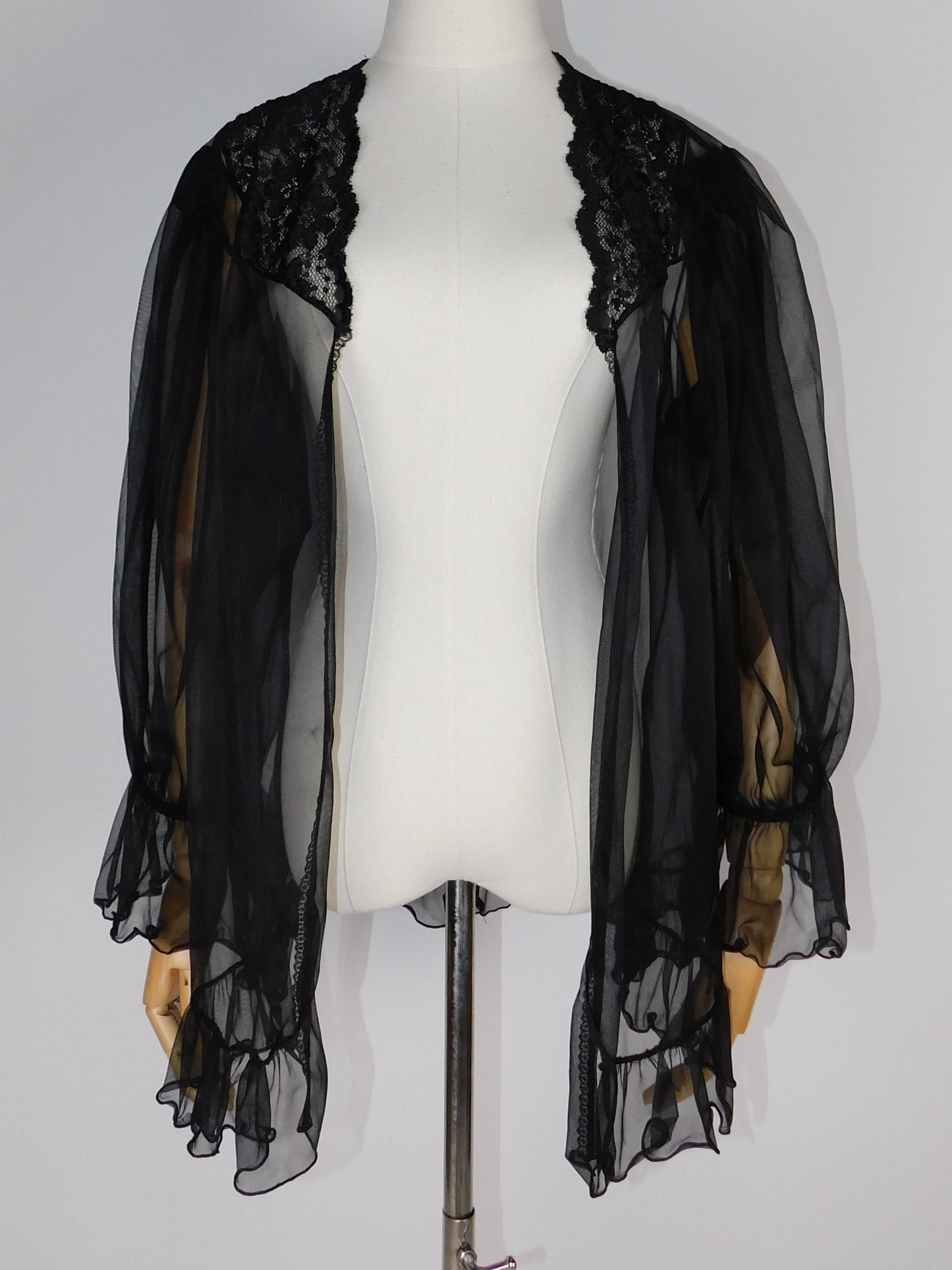 1980s Gothic Sheer Tulle Shawl