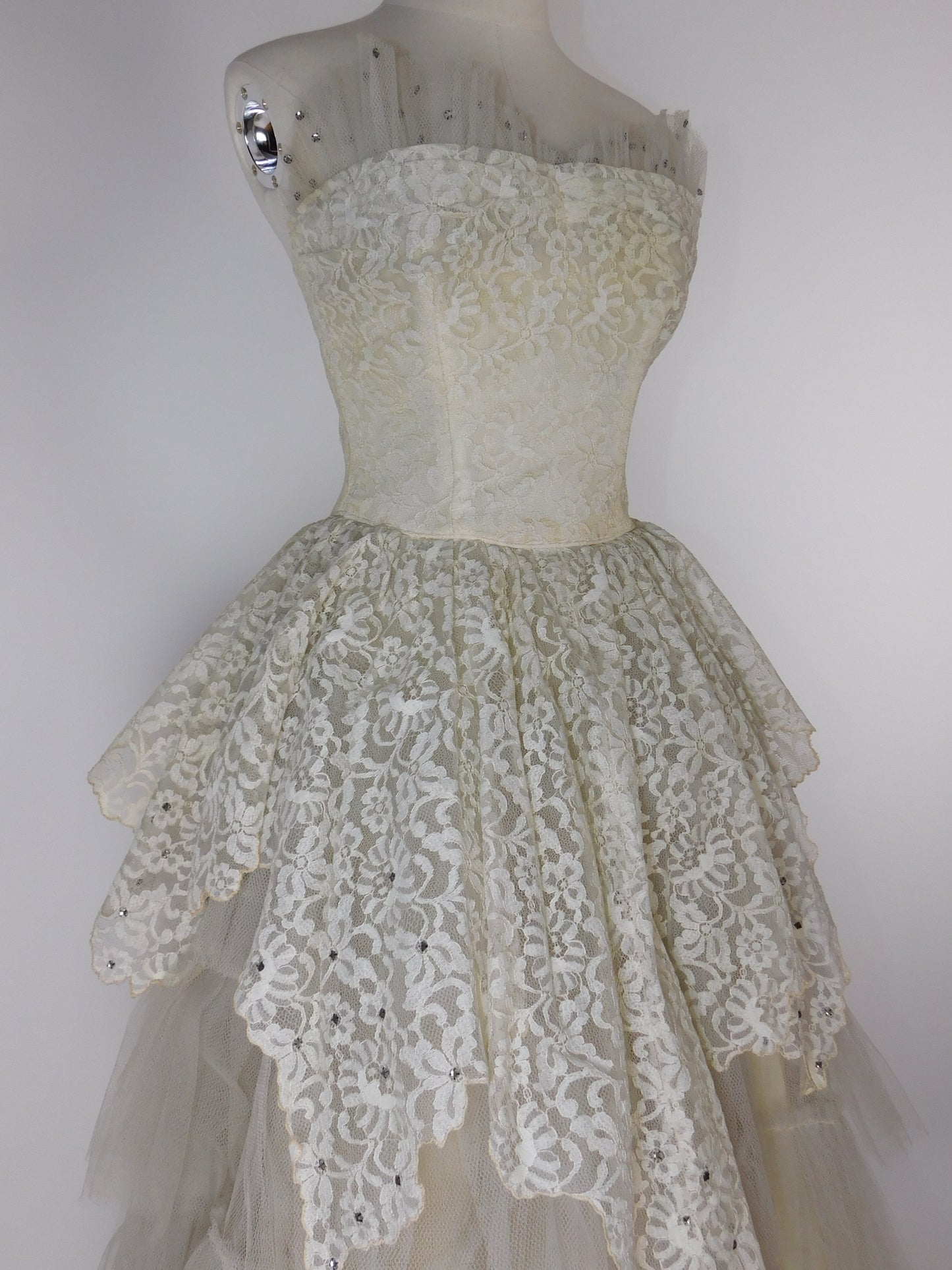 1950s Lace and Tulle A-Line Dress