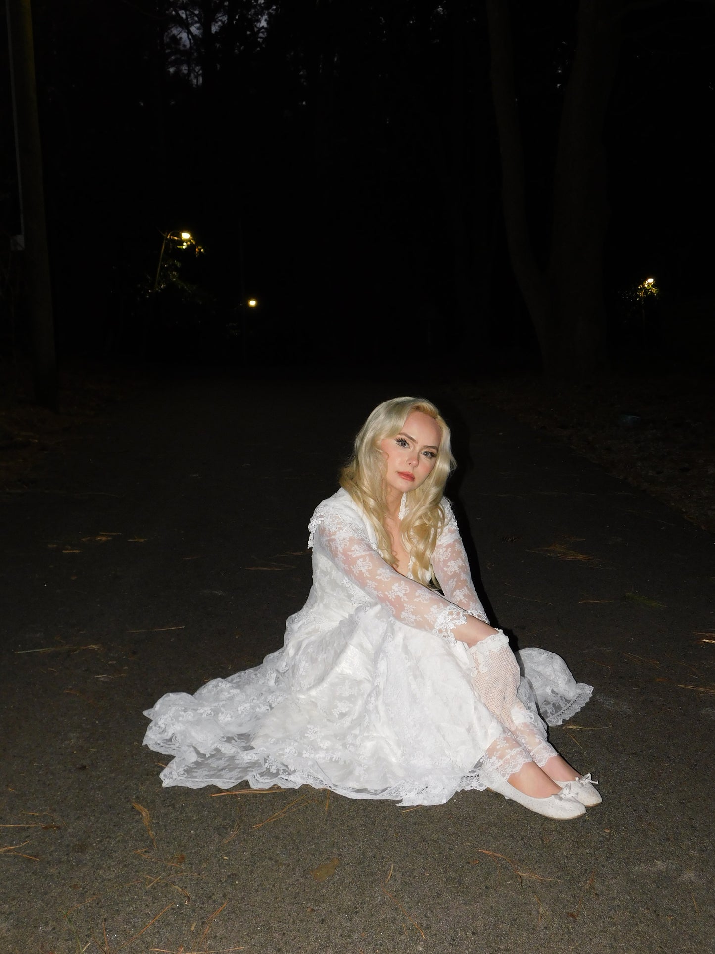 1980s Jessica McClintock Victorian Style Lace Dress