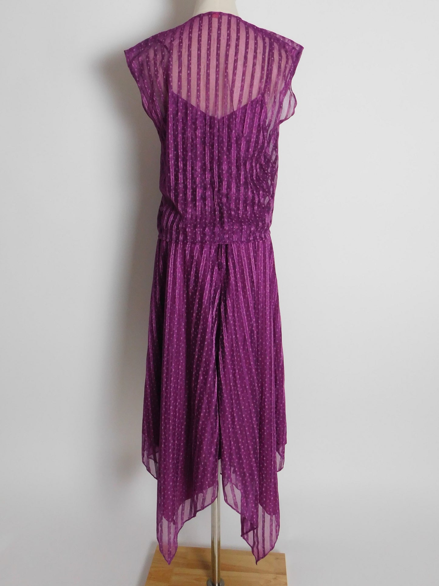 Vintage 1970s Plum Floral Sundress with Matching Vest and Handkerchief Hem