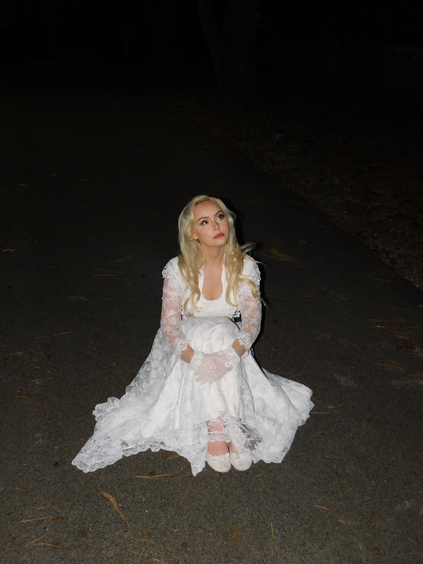 1980s Jessica McClintock Victorian Style Lace Dress