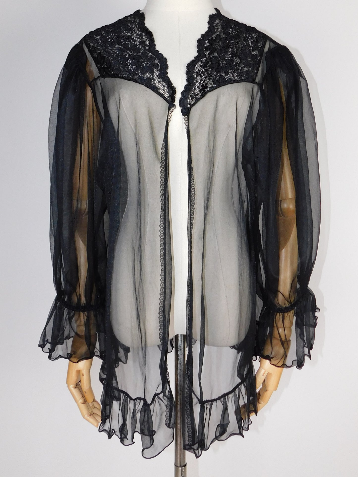1980s Gothic Sheer Tulle Shawl