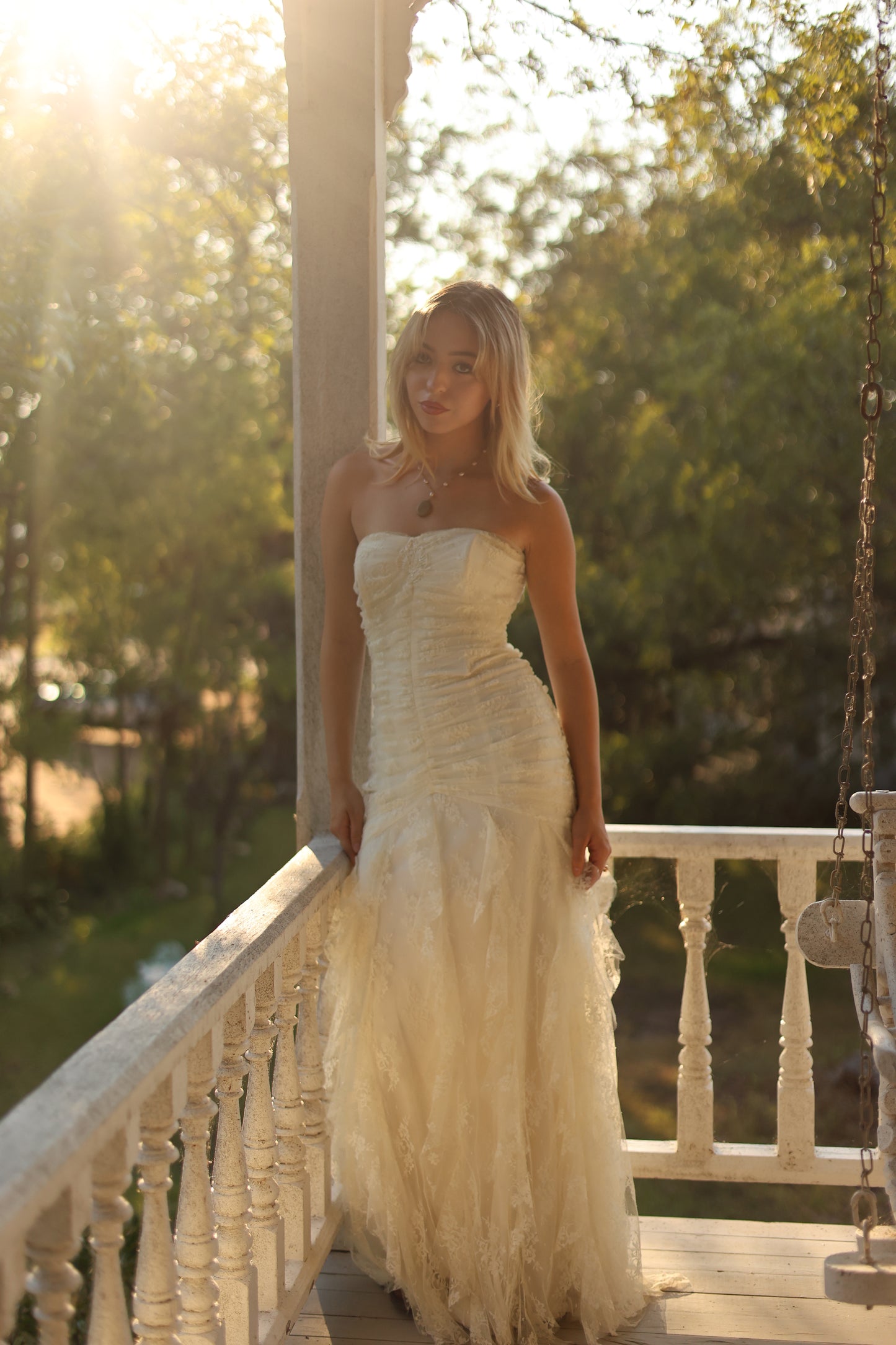 1990s Jessica McClintock Ivory Mermaid Style Wedding Dress