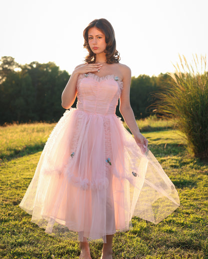 Vintage 1950s Pastel Pink Tulle Cupcake Gown
