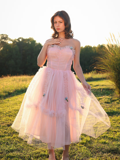 Vintage 1950s Pastel Pink Tulle Cupcake Gown