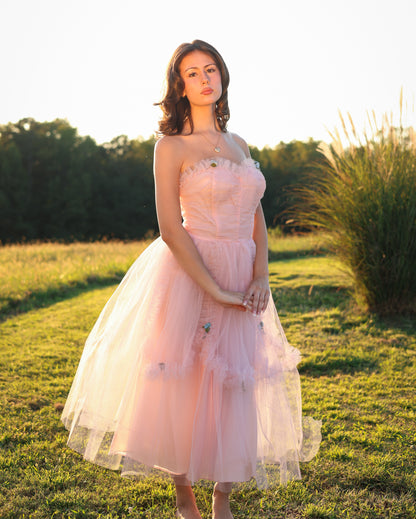 Vintage 1950s Pastel Pink Tulle Cupcake Gown