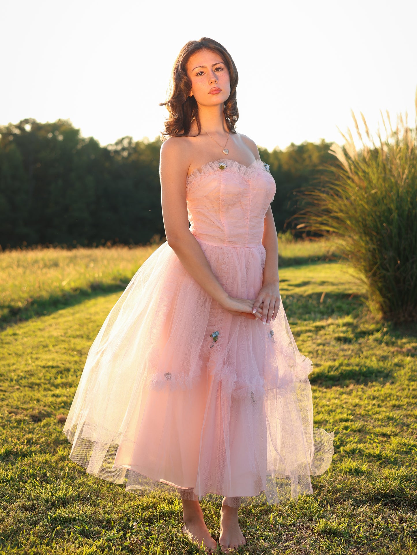 Vintage 1950s Pastel Pink Tulle Cupcake Gown