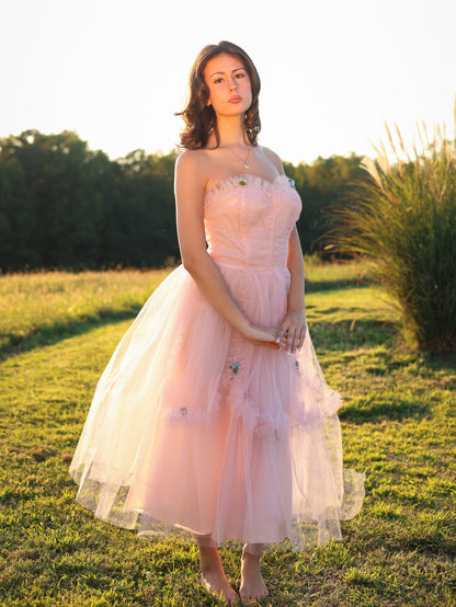 Vintage 1950s Pastel Pink Tulle Cupcake Gown