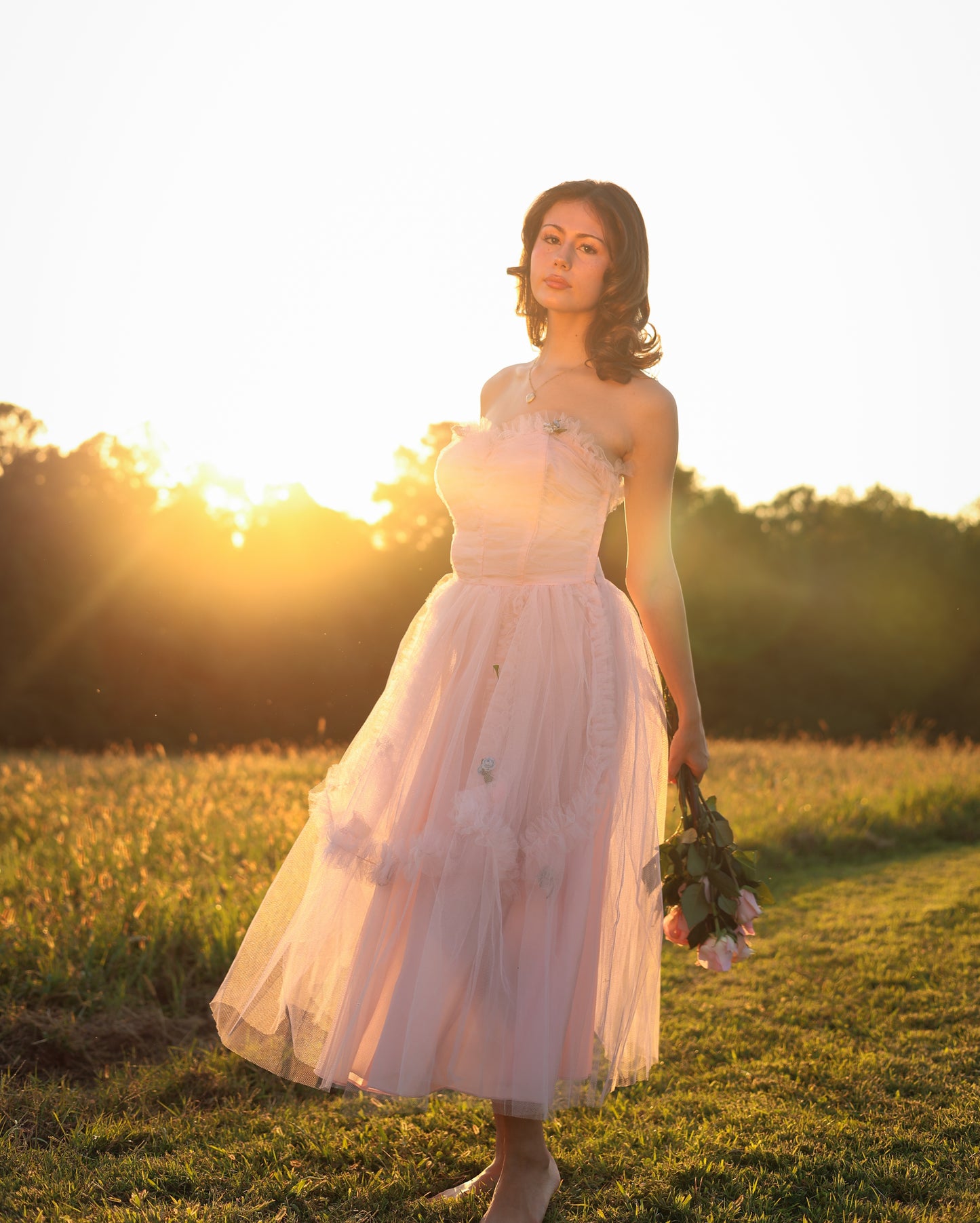 Vintage 1950s Pastel Pink Tulle Cupcake Gown
