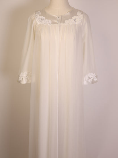 1960s Gossard Artemis Ivory Peignoir Robe