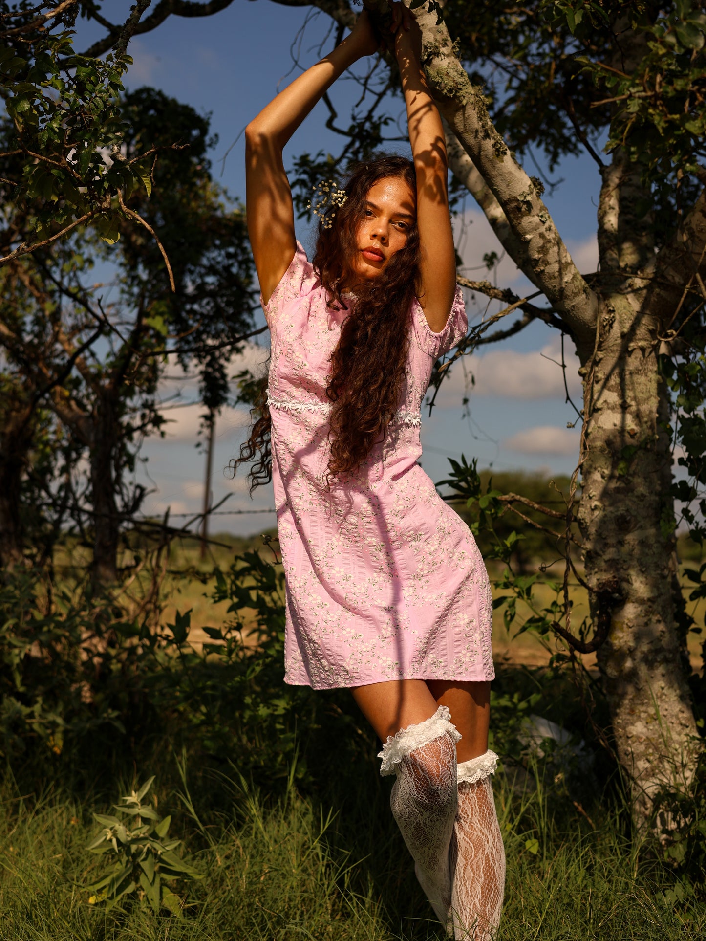 1960s Pink Floral Mod Mini Dress Puff Sleeve Babydoll GoGo Barbiecore