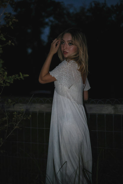 1980s Ivory Lace Nightgown Dress