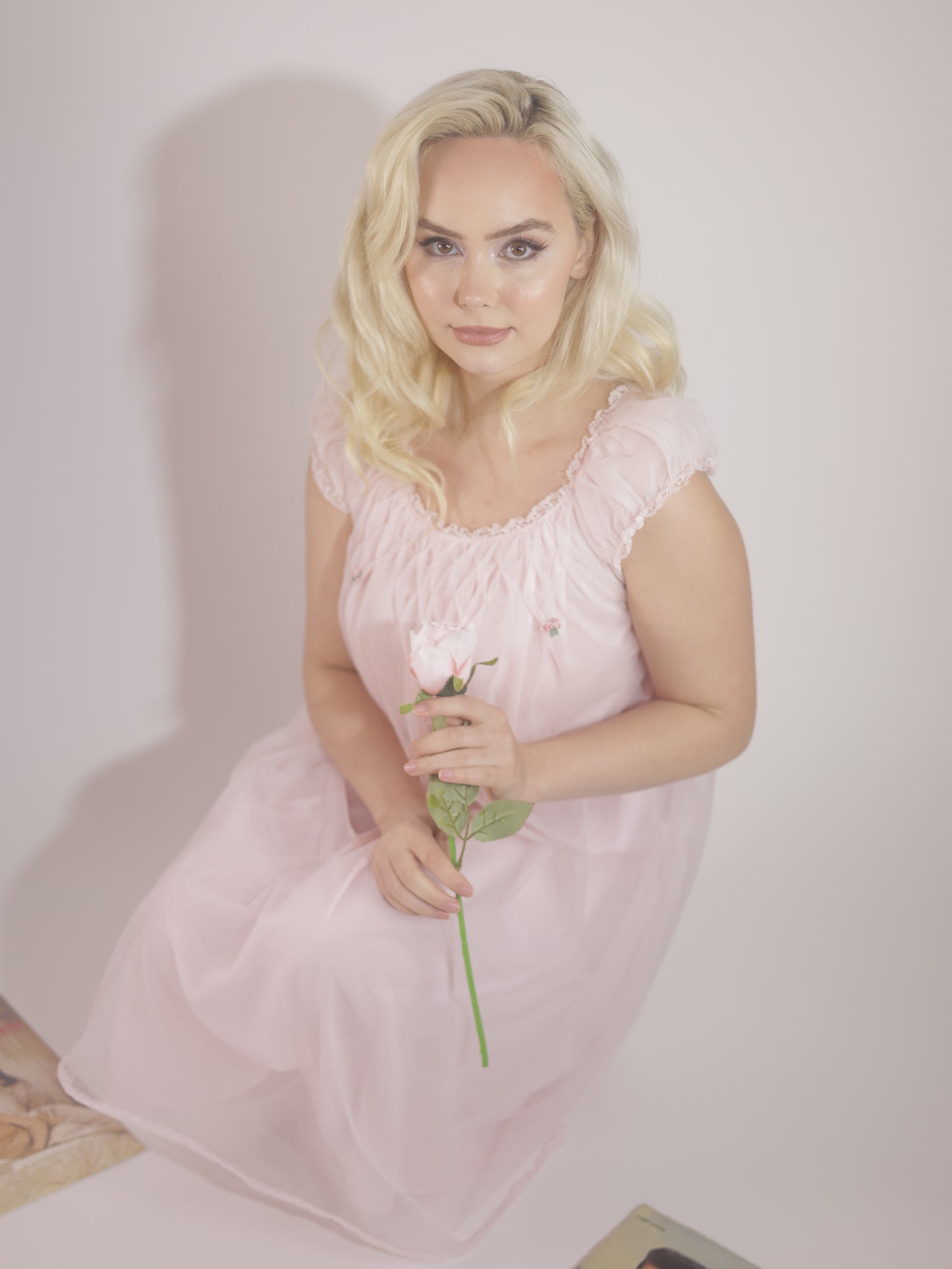 1950s Pink Sheer Babydoll Nightgown