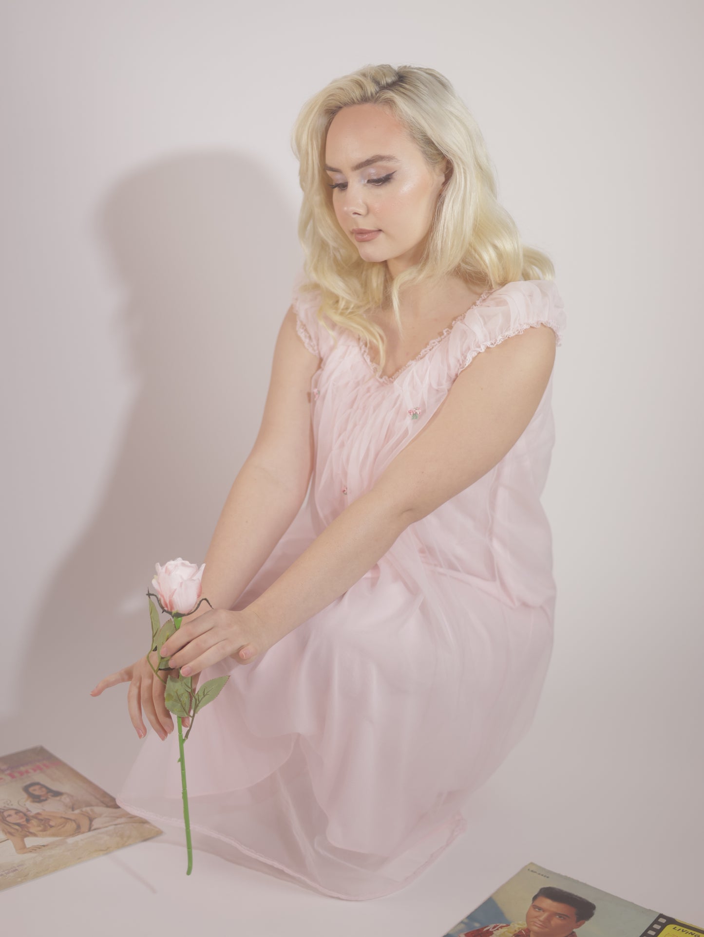 1950s Pink Sheer Babydoll Nightgown