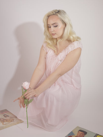 1950s Pink Sheer Babydoll Nightgown