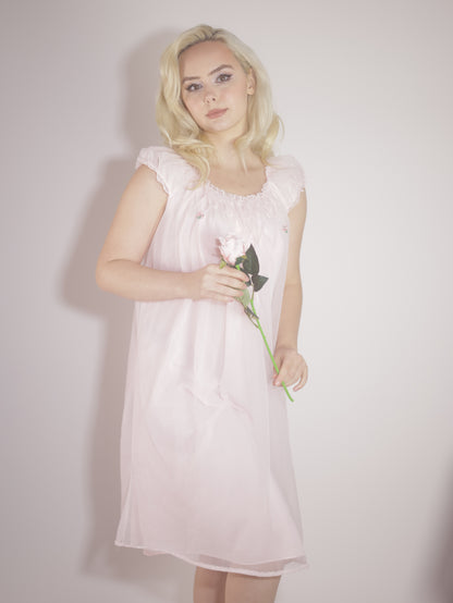 1950s Pink Sheer Babydoll Nightgown
