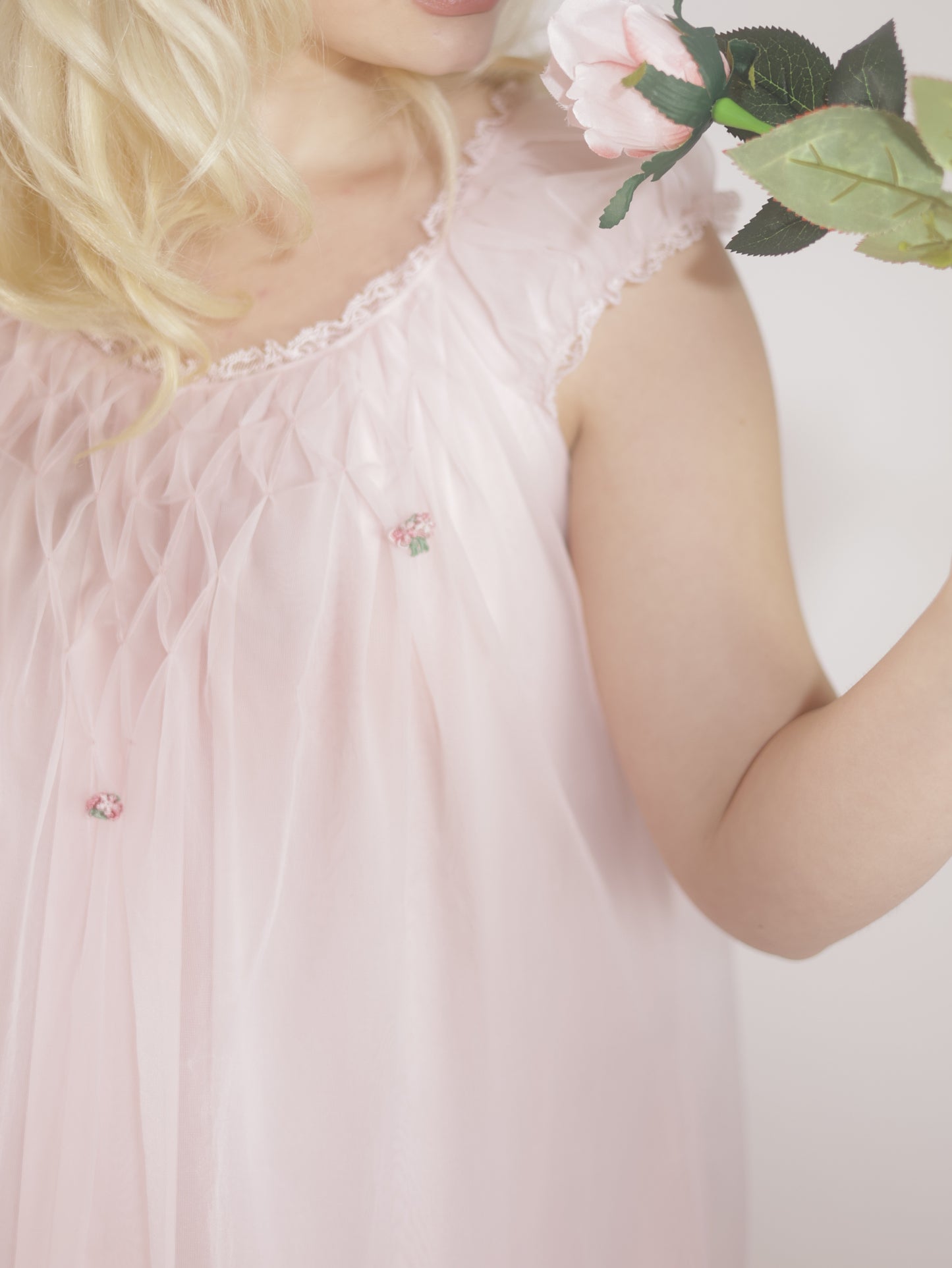 1950s Pink Sheer Babydoll Nightgown