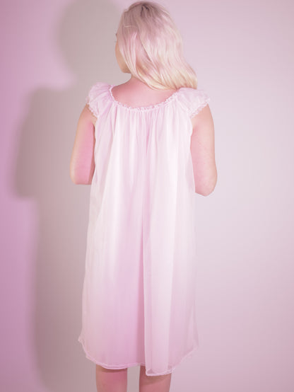 1950s Pink Sheer Babydoll Nightgown