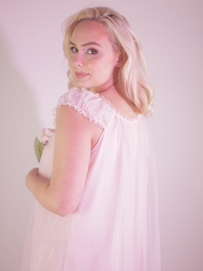 1950s Pink Sheer Babydoll Nightgown