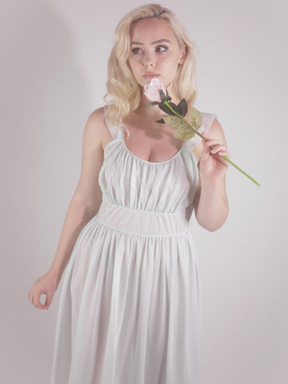 1950s Royal Egg Blue Chiffon Nightgown