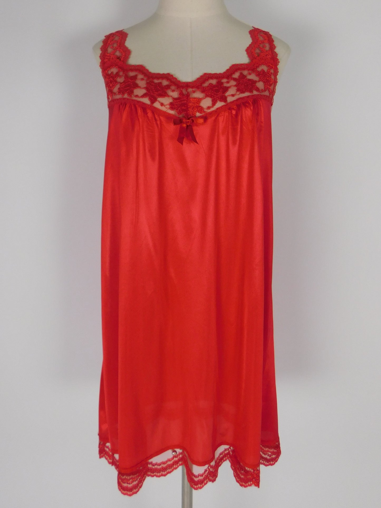 Vintage 1970s Red Lace Slip Dress Witchy Boudoir Lingerie
