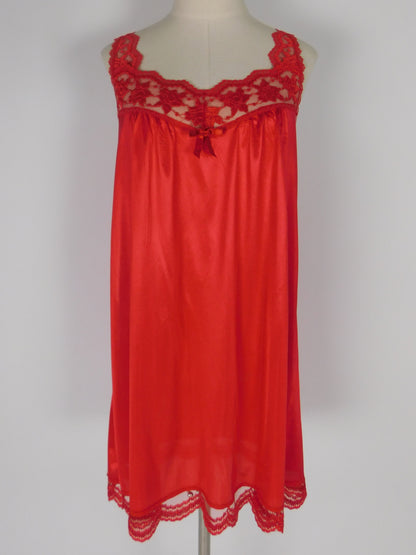 Vintage 1970s Red Lace Slip Dress Witchy Boudoir Lingerie