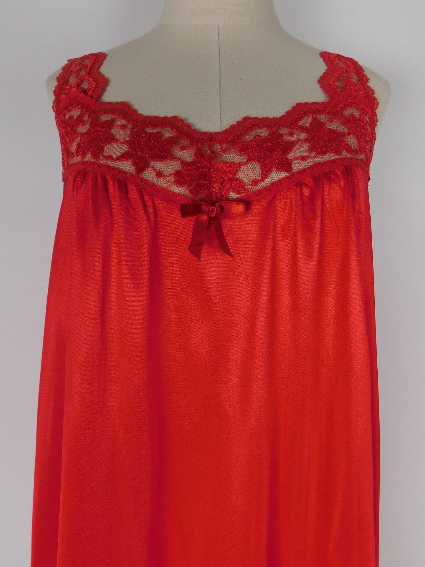 Vintage 1970s Red Lace Slip Dress Witchy Boudoir Lingerie
