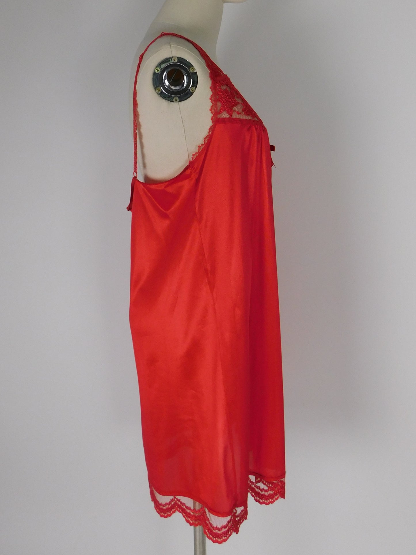 Vintage 1970s Red Lace Slip Dress Witchy Boudoir Lingerie
