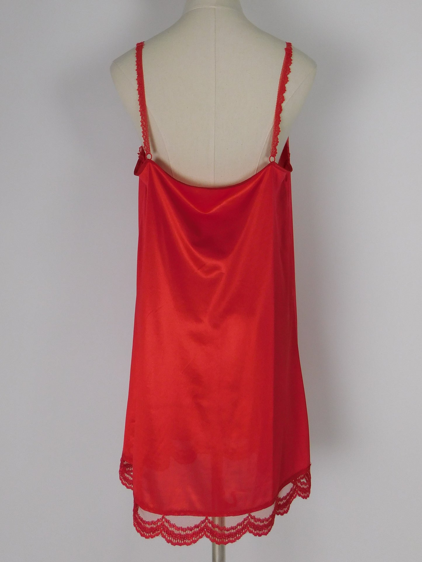 Vintage 1970s Red Lace Slip Dress Witchy Boudoir Lingerie