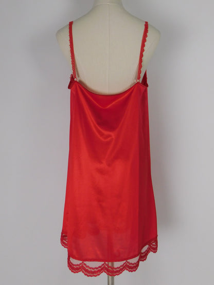 Vintage 1970s Red Lace Slip Dress Witchy Boudoir Lingerie