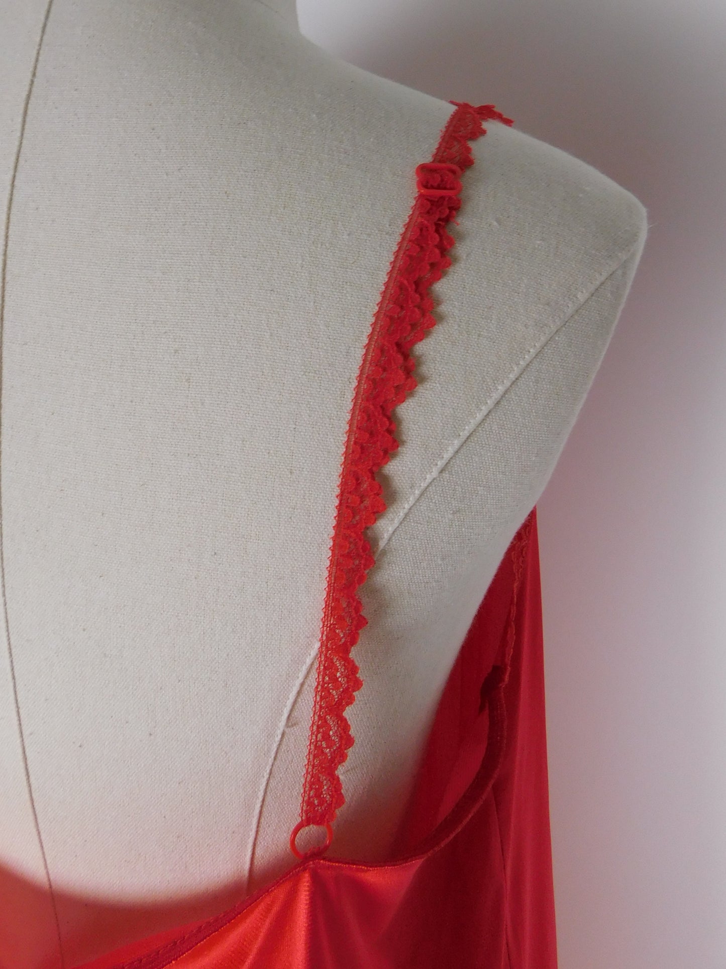 Vintage 1970s Red Lace Slip Dress Witchy Boudoir Lingerie