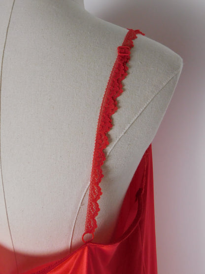 Vintage 1970s Red Lace Slip Dress Witchy Boudoir Lingerie
